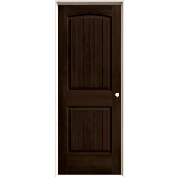 JELD-WEN 30 in. x 80 in. Santa Fe Espresso Stain Left-Hand Solid Core Molded Composite MDF Single Prehung Interior Door