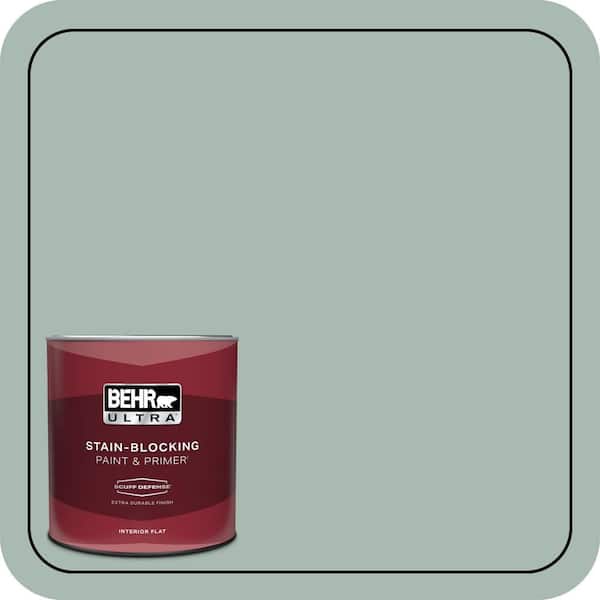 BEHR ULTRA 1 qt. #BXC-85 Quiet Teal Extra Durable Flat Interior Paint & Primer