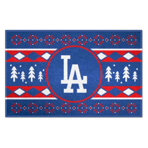 FANMATS Los Angeles Dodgers Blue Holiday Sweater 1.5 ft. x 2.5 ft. Starter Area Rug