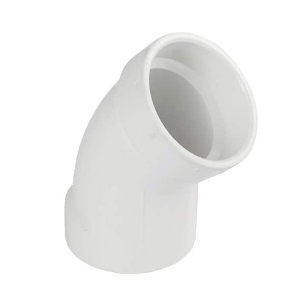 6 in. White Rigid PVC DWV 1/8 Bend 45° Elbow, Hub x Hub Fitting for Drain, Waste & Vent Systems, (3 Pack)