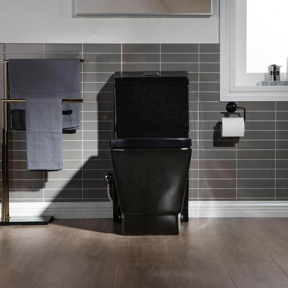 Black Square One-Piece Dual Flush Chair Height Toilet