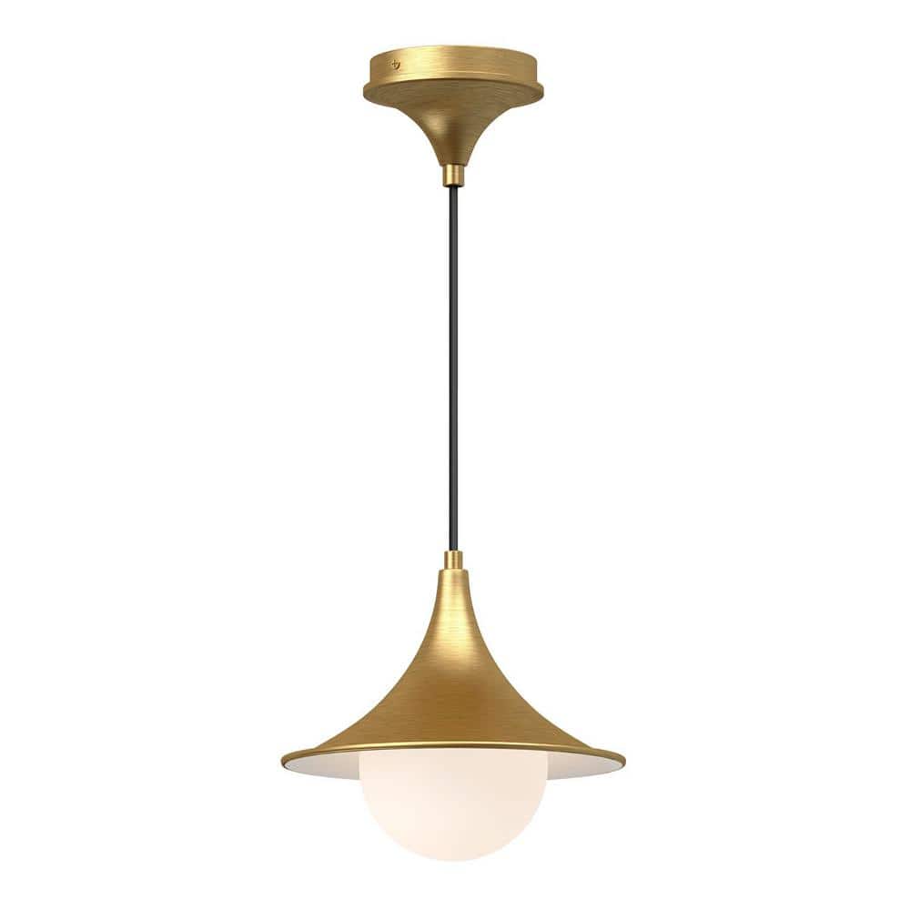 Fuji Mini Globe Pendant in Brushed Gold with Opal Matte Glass