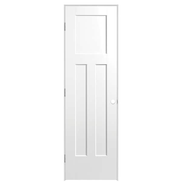 Masonite 24 in. x 80 in. 3-Panel Winslow Right-Hand Solid Core Ultra-Pure White Molded Composite Single Prehung Interior Door