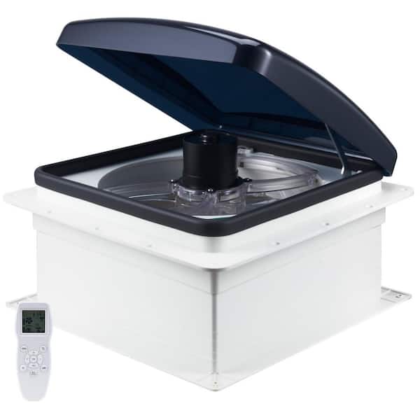 14 in. RV Roof Vent Fan 12V 10-Speed Reversible Fan with Remote Built-in DC Motor and Power Lid Fits 14x14 in. Openings