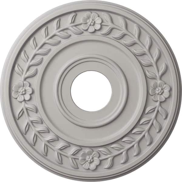 Ekena Millwork 1 in. x 16-1/4 in. x 16-1/4 in. Polyurethane Wreath Ceiling Medallion, Ultra Pure White
