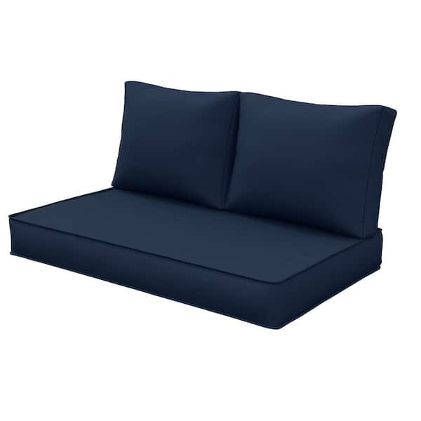 46 in. x 26 in. Outdoor Patio Replacement Loveseat Cushion Set with Backrest Navy
