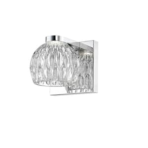 Laurentian 5-Watt 1-Light Chrome Integrated LED Wall Sconce Light with Clear Glass Shade