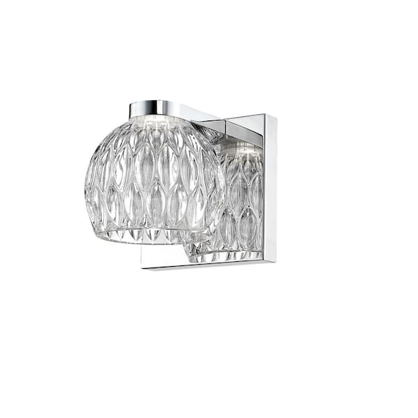 Unbranded Laurentian 5-Watt 1-Light Chrome Integrated LED Wall Sconce Light with Clear Glass Shade