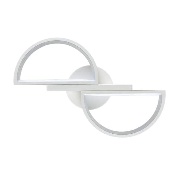 Cedar Hill 14 in. 2-Light Modern White D-Shape LED Wall Light