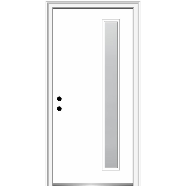 MMI DOOR 30 in. x 80 in. Viola Right-Hand Inswing 1-Lite Frosted Modern Painted Steel Prehung Front Door on 6-9/16 in. Frame