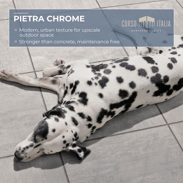 Corso Italia Sample - Pietra Chrome 6 in. x 6 in. x 0.75 in. Concrete Look Porcelain Paver