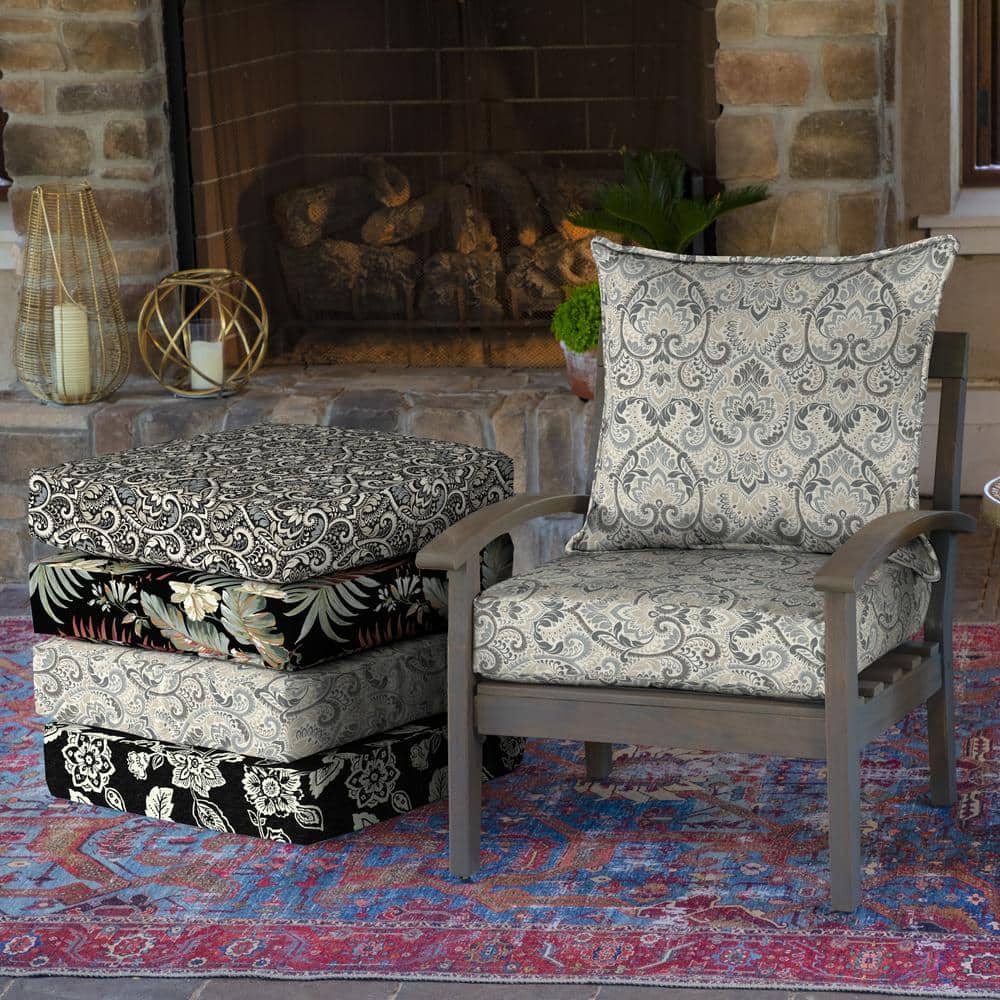 Aurora Damask Neutral 24"x24" Eco-Friendly Outdoor Deep Seat Cushion Set