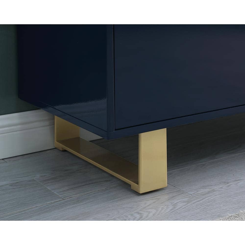 Tyrion 73" Navy Lacquer Sideboard with Gold Accents