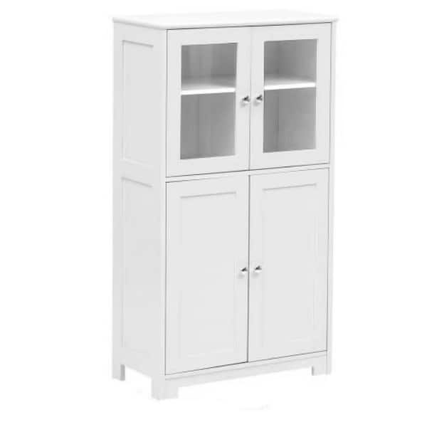 XUJMK 24 in. W x 12 in. D x 43 in. H White Linen Cabinet Freestanding Floor Storage Cabinet for Kitchen Living Room Bathroom