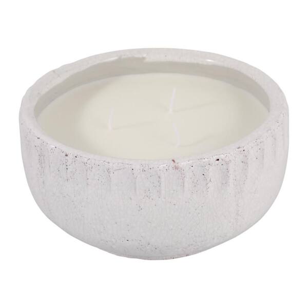 Liv & Skye 4.5 in. White Ceramic Ginger Lemon Yuzu Scented Crackle