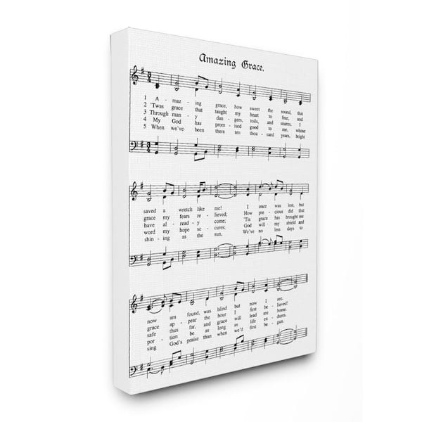 Stupell Industries 24 in. x 30 in. "Amazing Grace Vintage Sheet Music" by Lettered and Lined Printed Canvas Wall Art