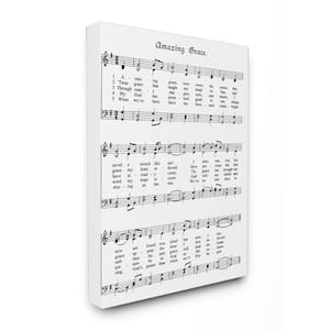 30 in. x 40 in. "Amazing Grace Vintage Sheet Music" by Lettered and Lined Printed Canvas Wall Art