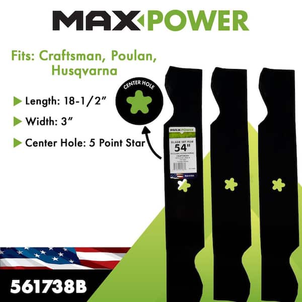 MaxPower 3 Blade Set for Many 54 in. Cut Craftsman, Husqvarna