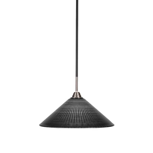 Unbranded Madison 100-Watt 1-Light Matte Black and Brushed Nickel Bowl Mini Pendant Light with Glass Shade