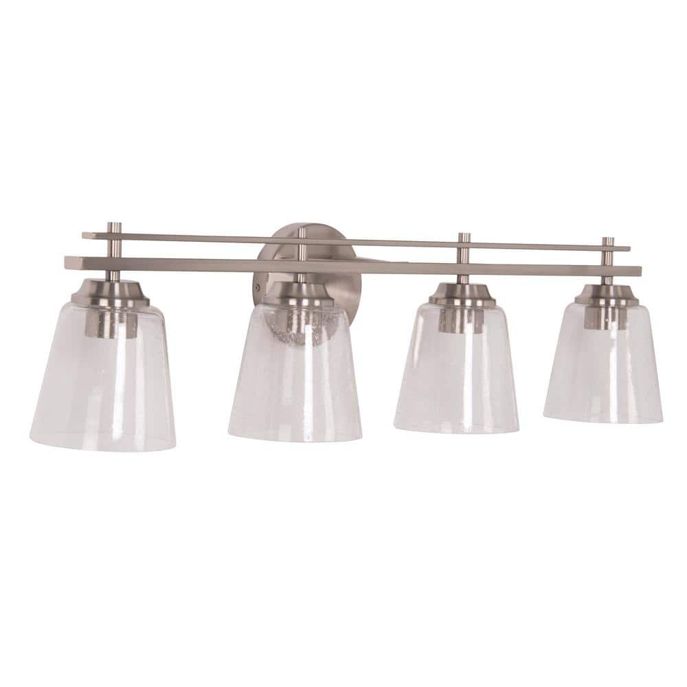 CRAFTMADE Drake 33.08 in. 4-Light Brushed Polished Nickel Finish Vanity ...