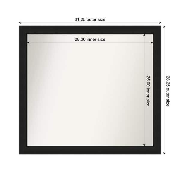 Amanti Art Midnight Black Narrow 31.25 in. x 28.25 in. Custom Non-Beveled Wood FramedBathroom Vanity Wall Mirror