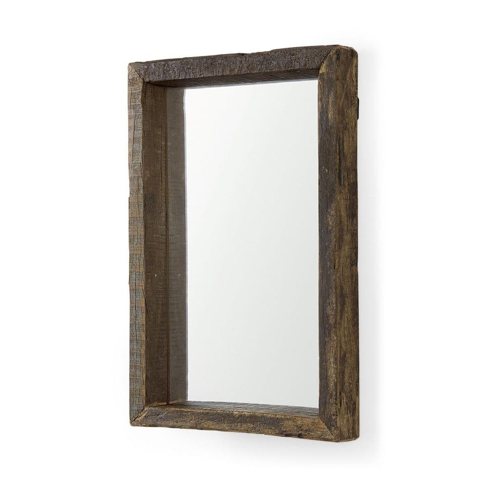 Gervaise 12 in. W x 18 in. H Brown Wood Rectangular Wall Mirror price history on PriceWatchPro