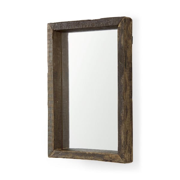 Gervaise 12 in. W x 18 in. H Brown Wood Rectangular Wall Mirror