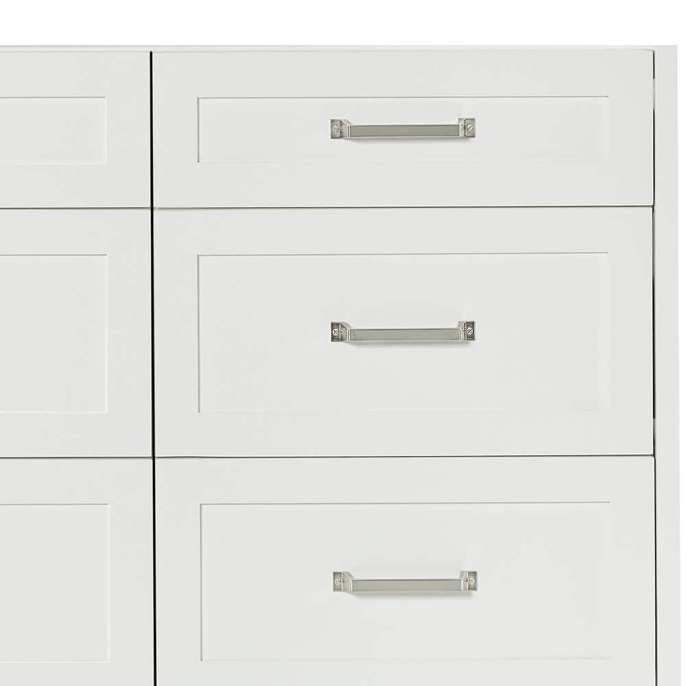 White Double Sink Freestanding Vanity with Carrara Marble Top