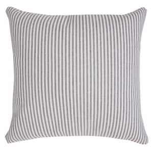Simple Gray/White 20 in. x 20 in. Stonewash Stripe Throw Pillow