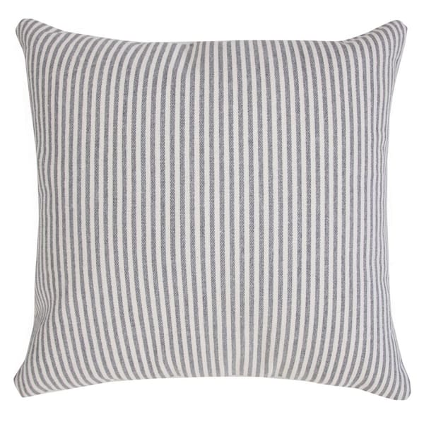 LR Home Simple Gray/White 20 in. x 20 in. Stonewash Stripe Throw Pillow