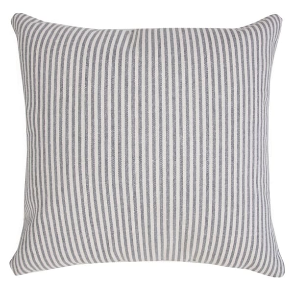 Unbranded Simple Gray/White 20 in. x 20 in. Stonewash Stripe Indoor Throw Pillow