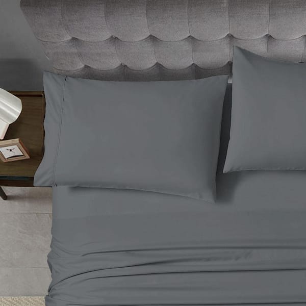 Standard (20in. x 30in.) Grey Ultra Soft Polyester Home Essential Pillowcases 2-pieces Set