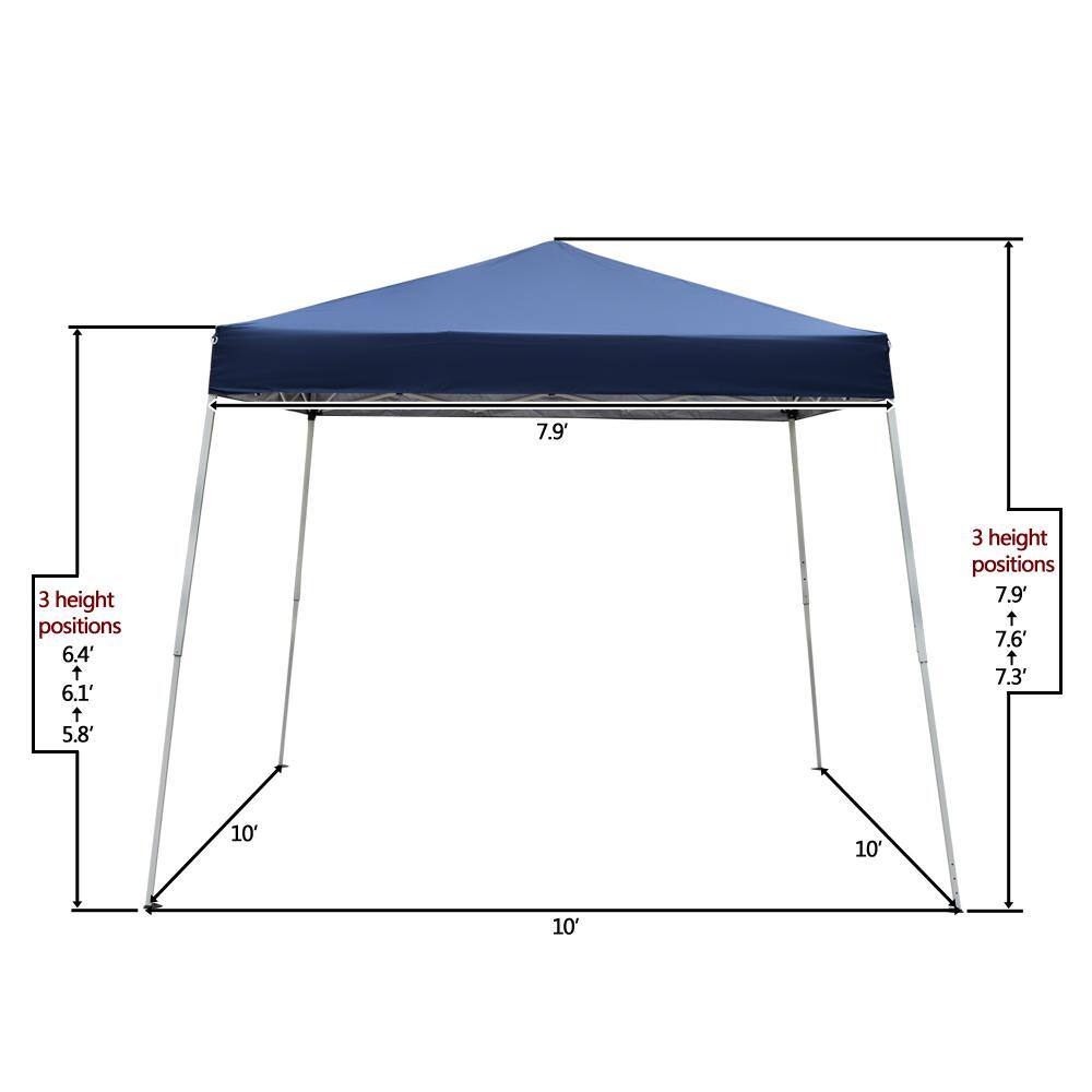 10 Ft Blue Steel Pop-Up Canopy Tent with Waterproof Cover