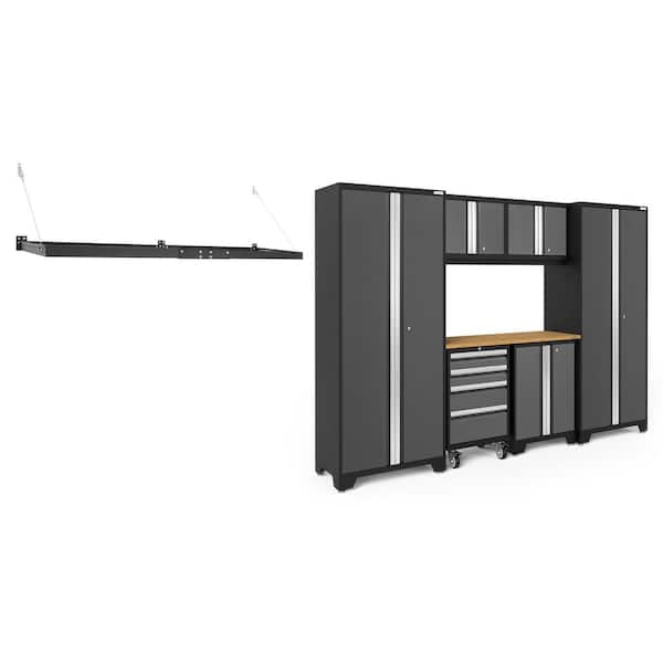 NewAge Products Bold Series 108 in. W x 76.75 in. H x 18 in. D 24-Gauge Steel Garage Cabinet Set in Gray (7-Piece)