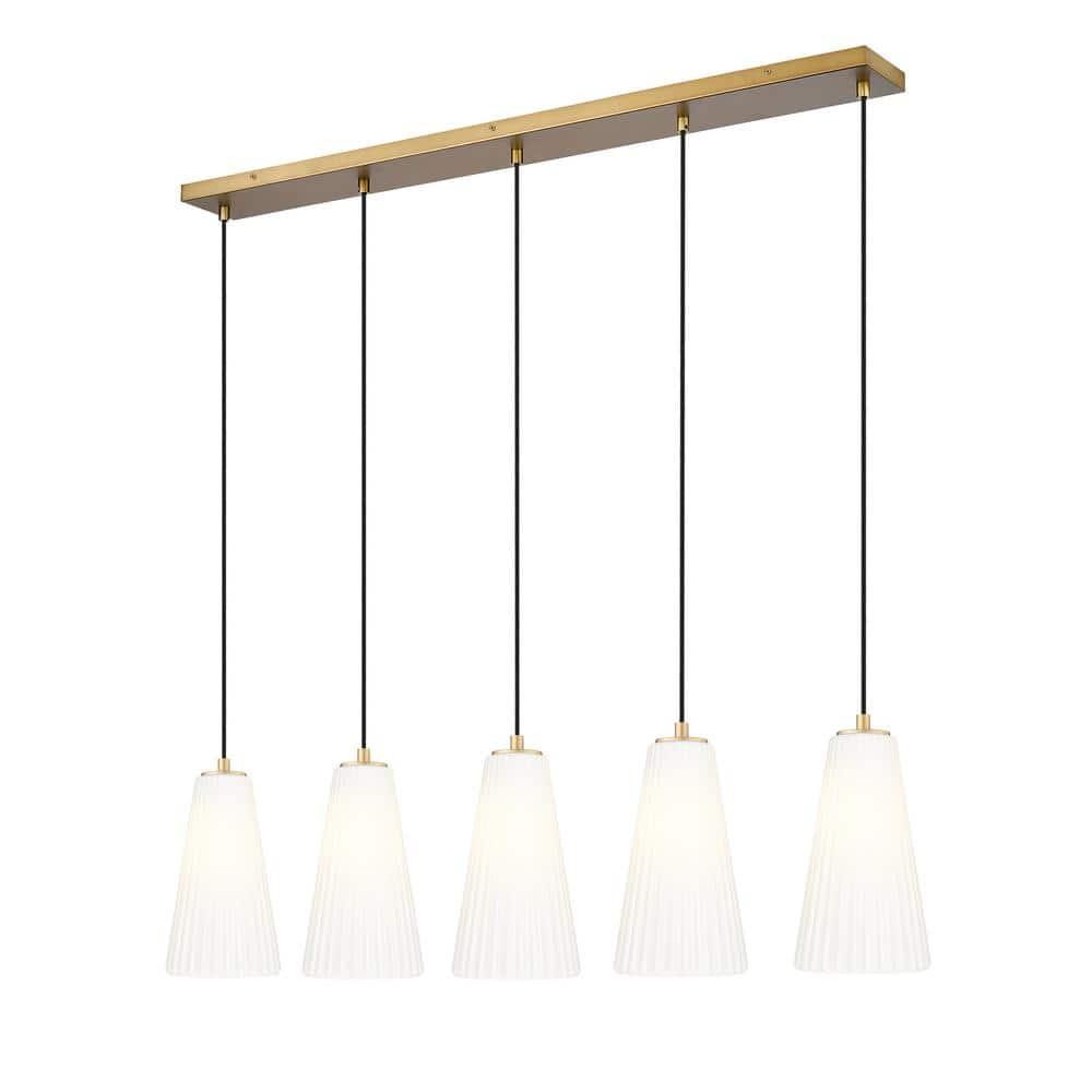 Farrell 5-Light in Modern Gold Linear Chandelier with no bulbs included