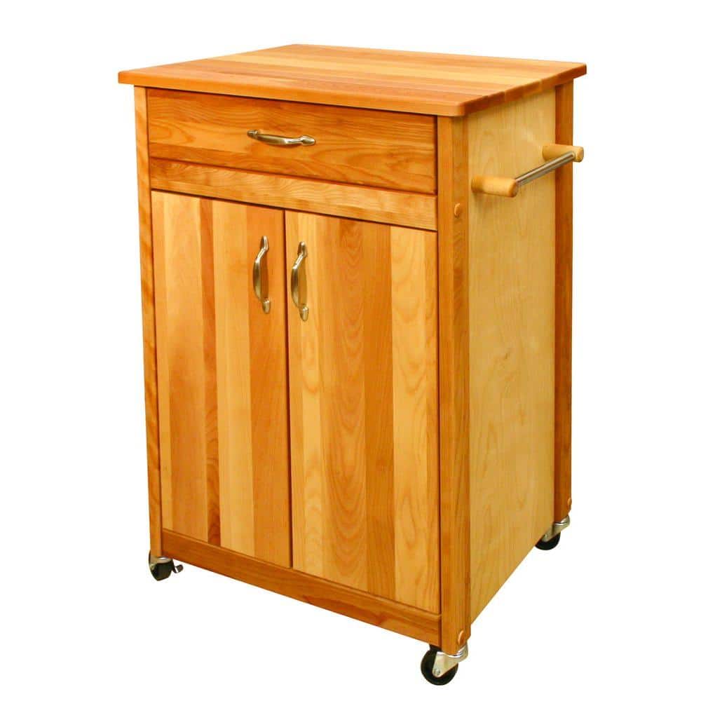 Catskill Craftsmen Natural Wood Kitchen Cart with Towel Rack -  51527