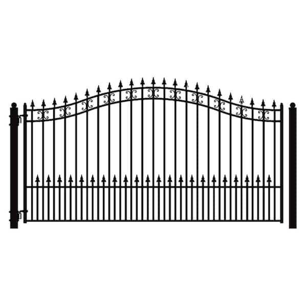 ALEKO St. Louis 16 ft. x 6 ft. Black Steel Single Swing Driveway Fence Gate