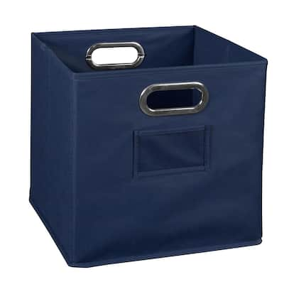 12 in. H x 12 in. W x 12 in. D Blue Fabric Cube Storage Bin