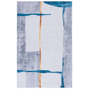 Tacoma Gray/Light Gray 4 ft. x 6 ft. Machine Washable Striped Abstract Area Rug