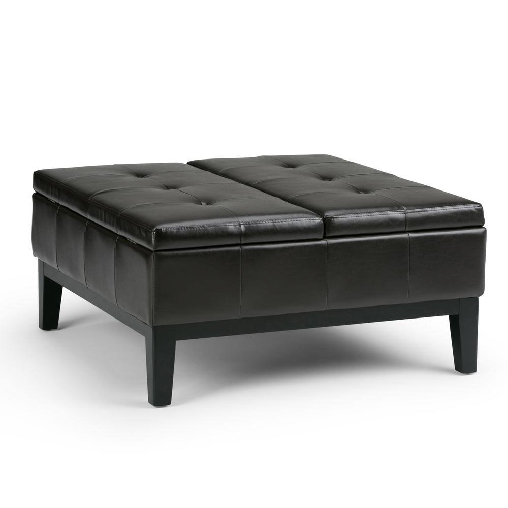 Tanner's Brown Faux Leather Tufted Storage Ottoman