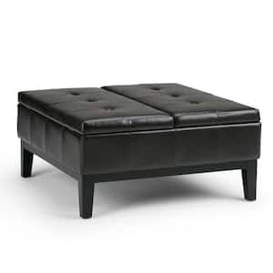 Dover 36 in. Contemporary Square Storage Ottoman in Tanners Brown Faux Leather