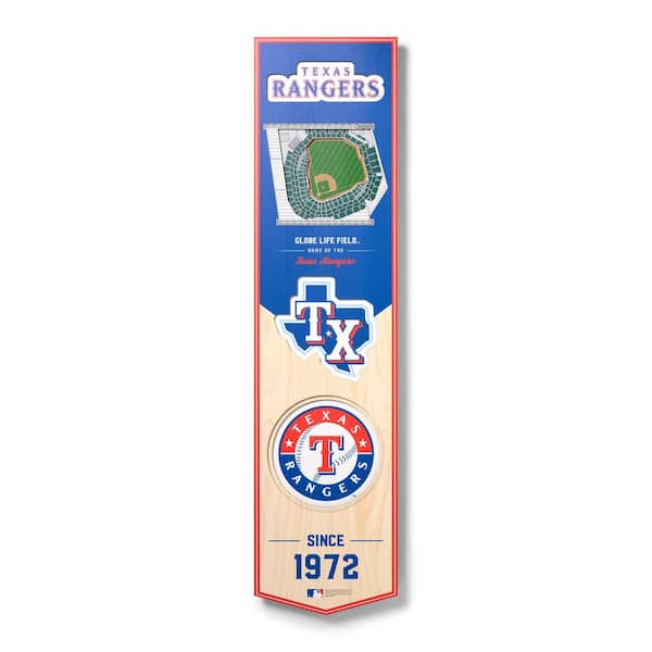 YouTheFan MLB Texas Rangers Wooden 8 in. x 32 in. 3D Stadium