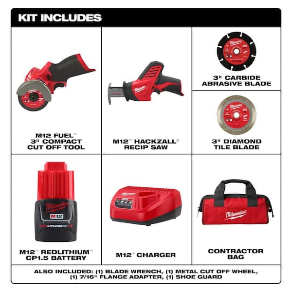M12 FUEL 12V Lithium-Ion Brushless Cordless 3 in. Cut Off Saw, & HACKZALL Kit