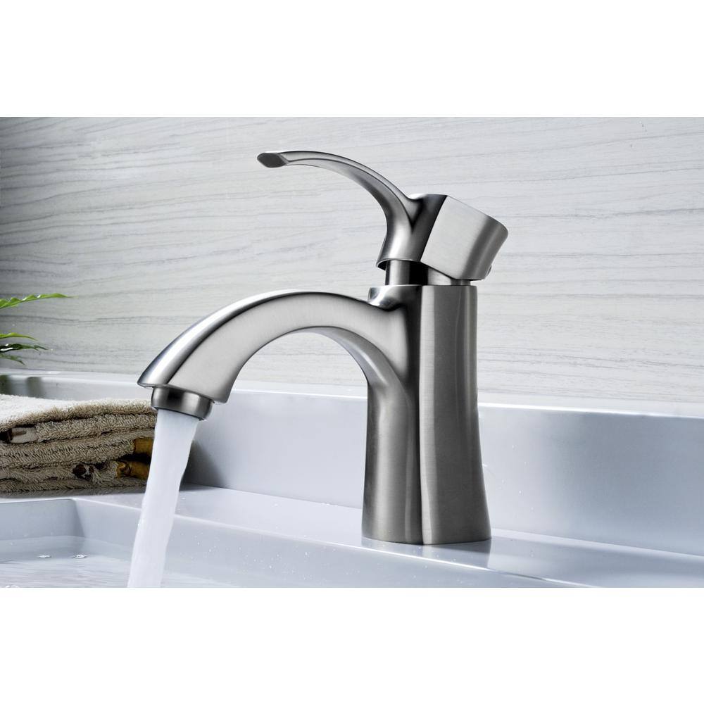 Brushed Nickel Single-Handle Bathroom Faucet with Drain Assembly