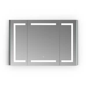 Bojano 48 in. W x 32 in. H Medium Rectangular Silver Recessed/Surface Mount Medicine Cabinet with Mirror and Lighting