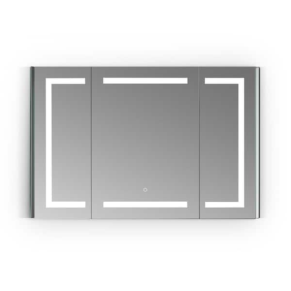 Altair Bojano 48 in. W x 32 in. H Medium Rectangular Silver Recessed/Surface Mount Medicine Cabinet with Mirror and Lighting