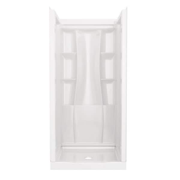 Delta Classic 500 36 in. L x 36 in. W x 72 in. H Alcove Shower Kit with Shower Wall and Shower Pan in High Gloss White