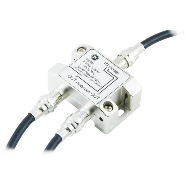 2-Way Coaxial Cable Splitter – DC Power Pass – For TV Antenna/Satellite, F-Type