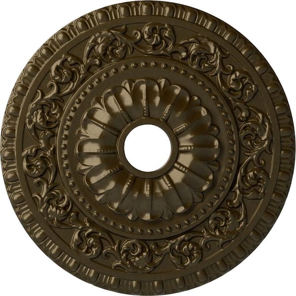 Ekena Millwork 23-1/2" x 3-1/2" ID x 2-1/8" Vaduz Urethane Ceiling Medallion (Fits Canopies upto 3-1/2"), Brass