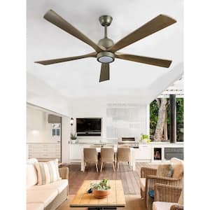 58.8 in. Indoor Olive Green Wood Ceiling Fan with Integrated LED Light and Remote Control